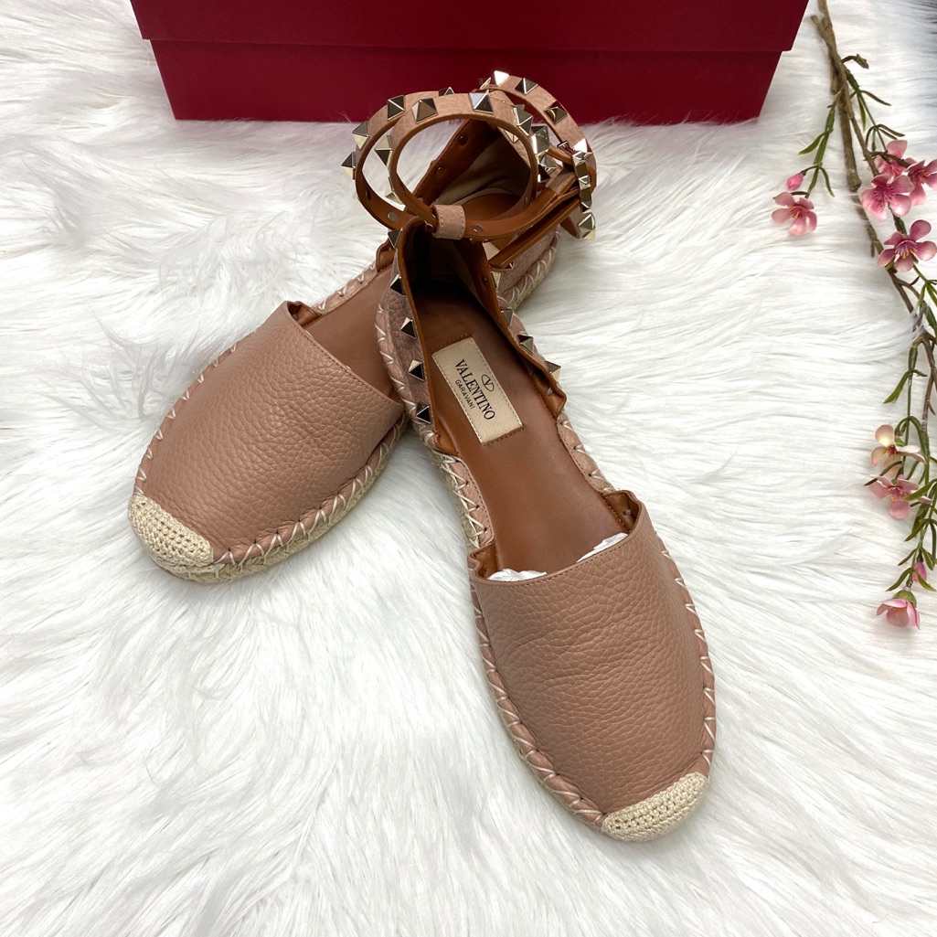 Valentino Rockstud Ankle Straps Espadrille